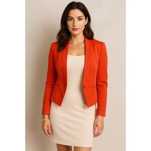 Sachin + Babi Coral Orange Open‎ Front Cropped Blazer Jacket Size 6